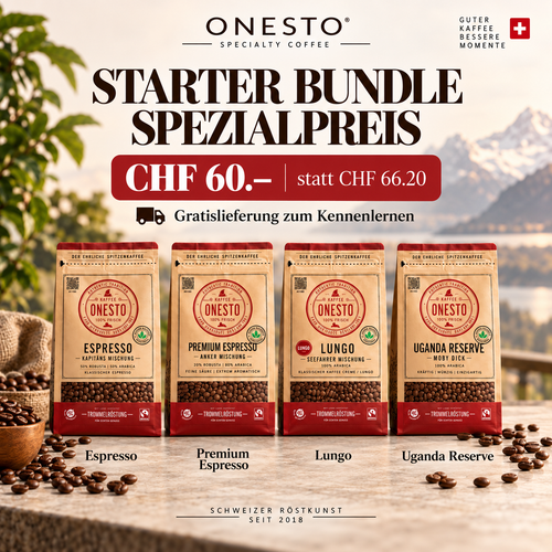 ONESTO Starter Bundle: Espresso, Premium Espresso, Lungo, Uganda Reserve
